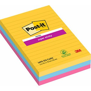 Post-it® Super Sticky Haftnotizen extrastark 46453SSA farbsortiert 3 Blöcke von Post-it®