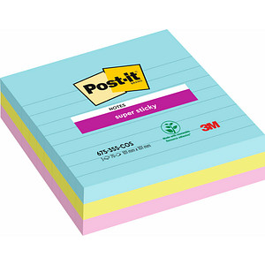 Post-it® Super Sticky Miami Haftnotizen extrastark farbsortiert, 3 Blöcke von Post-it®
