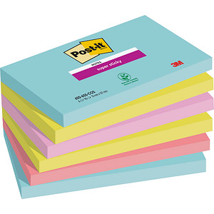 Post-it® Super Sticky Miami Haftnotizen extrastark farbsortiert 6 Blöcke von Post-it®