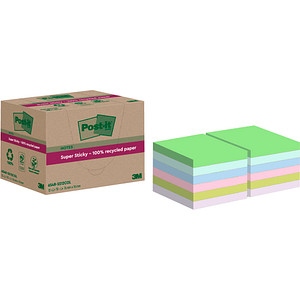 Post-it® Super Sticky Recycling Notes Haftnotizen extrastark farbsortiert 12 Blöcke von Post-it®