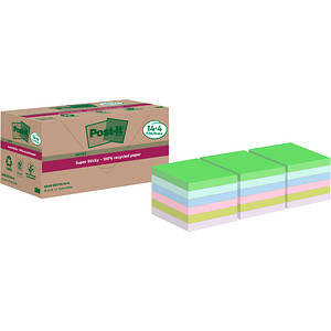 Post-it® Super Sticky Recycling Notes Haftnotizen extrastark farbsortiert 18 Blöcke von Post-it®