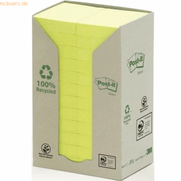 Post-it Notes Haftnotizen 38x51mm gelb VE=24 Stück im Spenderkarton von Post-it Notes