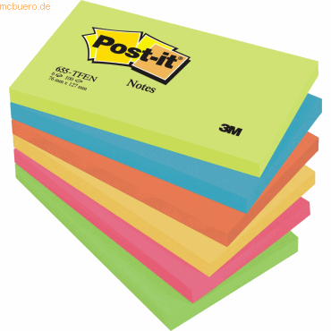 Post-it Notes Haftnotizen Notes 127x76mm 6 Farben Activ VE=6x100 Blatt von Post-it Notes