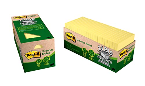 3M Post-it Greener Notes, 3 in x 3 in, Canary Yellow, 24 Pads/Cabinet Pack gelb 100 Blatt Pouch selbstklebend von Post-it