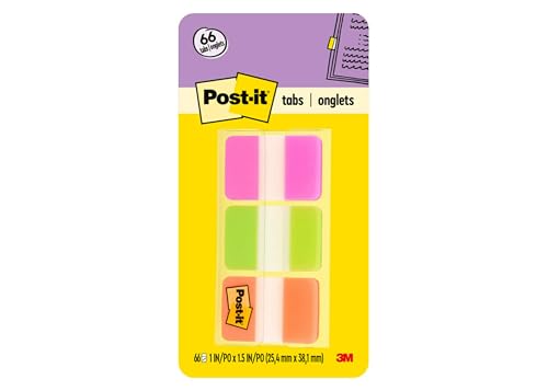 POST-IT 686-PGO Haftstreifen Index Strong, 25,4 x 38 mm, Leuchtfarben, 3 x 22 Streifen von Post-it