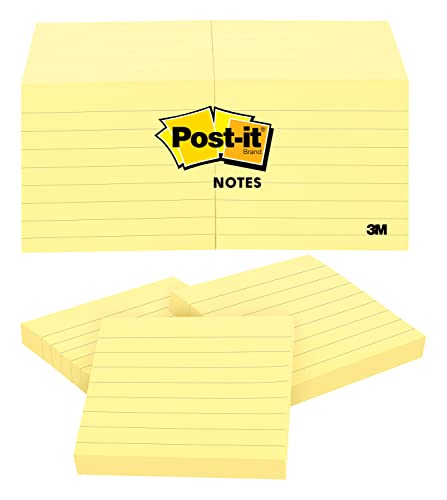 Post-It Notes, 3 in x 3 in, Canary Yellow, Lined, 12 Pads/Pack gelb 100 Blatt Pouch selbstklebend von Post-it