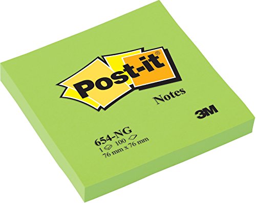Post-It Notes, Neongrün, 76 mm x 76 mm, 100 Blatt/Block, 6 Blöcke - Für Notizen, To-Do-Listen & Erinnerungen von Post-it