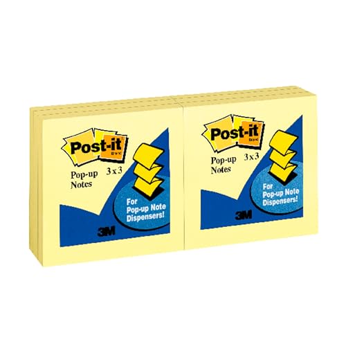 Post-It Pop-Up Notes, 3 in x 3 Inch, Canary Yellow, 1 Pad/Pack gelb 100 Blatt selbstklebende Pouch von Post-it