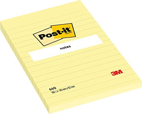 Post-it® 660 Haftnotizen 6 Blöcke à 100 Blatt, gelb, liniert (102 x 152 mm) gelb von Post-it