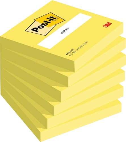 Post-it® Notes, Neon Yellow, 76 mm x 76 mm, 100 Sheets/Pad, 6 Pads/Pack von Post-it