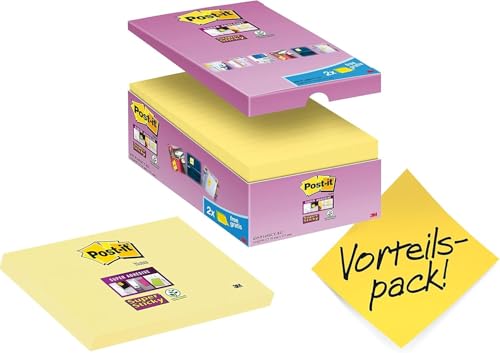 Post-it Super Sticky Notes, Gelb, 14 Blöcke + 2 GRATIS, 76 mm x 127 mm, Promotion, 90 Blatt pro Block - Extra-stark klebende Notizzettel für To-Do-Listen und Erinnerungen Post-it Super Sticky Notes, Gelb, 14 Blöcke + 2 GRATIS, 76 mm x 127 mm, Promotion, 90 Blatt pro Block - Extra-stark klebende Notizzettel für To-Do-Listen und Erinnerungen von Post-it