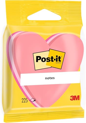 Post-it 2007H Haftnotiz Würfel Stanzformen, 70 x 70 mm, Herz, dreifarbig, 225 Blatt von Post-it