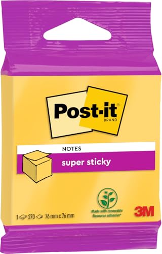 Post-it Super Sticky Notes Würfel, Ultra Gelb, 270 Blatt, 76 mm x 76 mm - Extra-stark klebende Notizzettel für To-Do-Listen und Erinnerungen Post-it Super Sticky Notes Würfel, Ultra Gelb, 270 Blatt, 76 mm x 76 mm - Extra-stark klebende Notizzettel für To-Do-Listen und Erinnerungen von Post-it