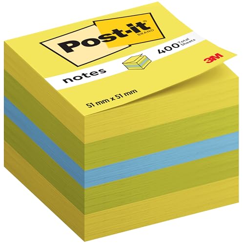 Post-it Notes Mini Würfel, Verschiedene Farben, 400 Blatt, 51 mm x 51 mm - Für Dokumente und Wichtige Informationen von Post-it