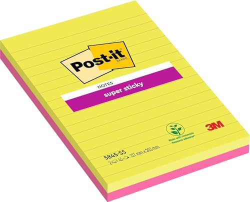 Post-it Super Sticky Notes im Großformat XXL, 4 Blöcke, Liniert, 127 mm x 203 mm, 45 Blatt pro Block - Selbstklebende Notizzettel für Notizen, To-Do-Listen und Erinnerungen von Post-it