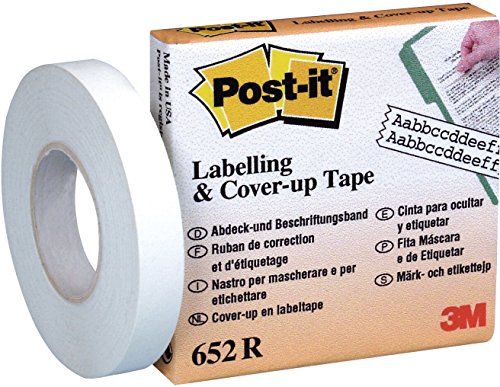Post-it 652R Abdeck und Beschriftungsband (Nachfüllrolle, 17.7 m x 8.4 mm) weiß von Post-it