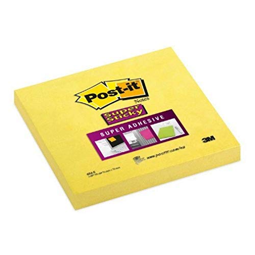 Post-it 654-S6 Super Sticky Notes, 90 Blätter, 76 x 76 mm, narzissengelb, 5 Stück von Post-it