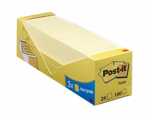 Post-it 654-Y24 Haftnotiz Notes Promotion 76 x 76 mm, gelb, 24 Blöcke a 100 Blatt von Post-it