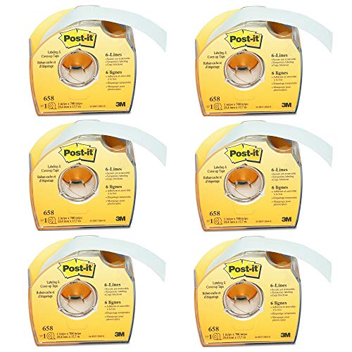 Post-it 658 Labeling & Cover-Up Tape, Non-Refillable, 1" x 700" Roll, 6 PACK von Post-it