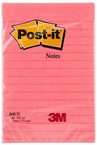 Post-it 660-N Haftnotiz (Neon Notes, liniert, 102 x 152 mm, 100 Blatt) 6 Block neonpink, gelb, grün von Post-it