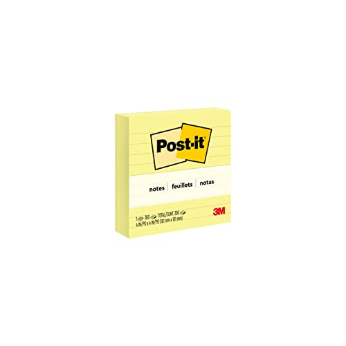 Post-it 675YL Haftnotiz XL-Notes, liniert, 100 x 100 mm, 300 Blatt, gelb von Post-it