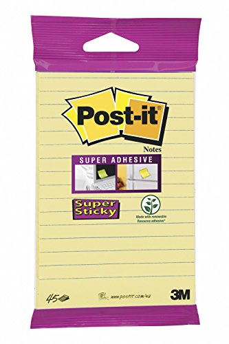 Post-it 6845SLCY Super Sticky Notes 102 x 152 mm, liniert, 1 Block a 45 Blatt, gelb von Post-it