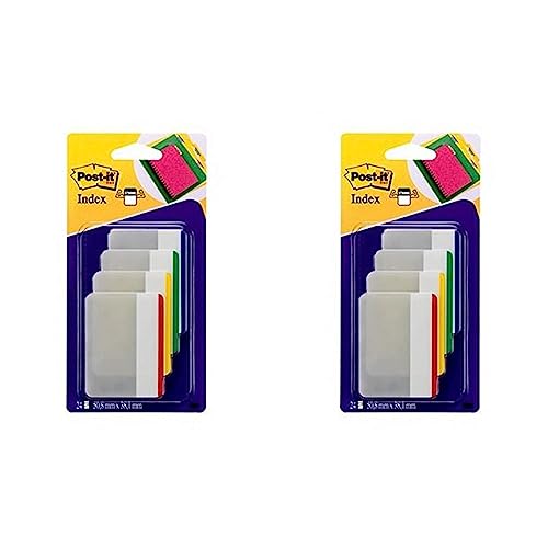 Post-it 686-F1EU Haftstreifen Index Strong, 50,8 x 38 mm, blau, grün, rot, gelb, 4 x 6 Stück (Packung mit 2) von Post-it