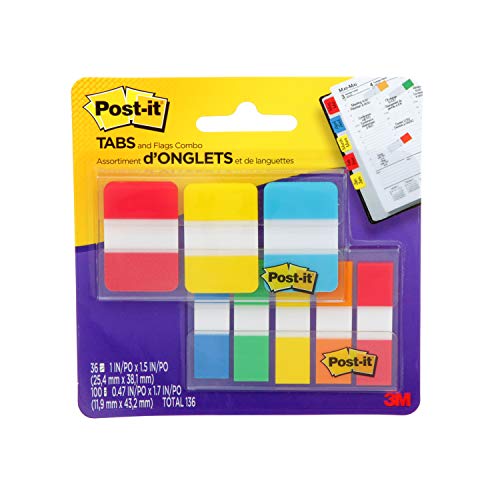 Post-it 7100194200 Flags and Tabs Value Combo, Assorted, Pack of 136 von Post-it