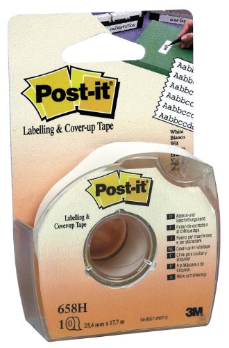 Post-it Abdeck- und Beschriftungsband - 1 Rolle im Handspender - 25,4 mm x 17,7 m, Weiß von Post-it