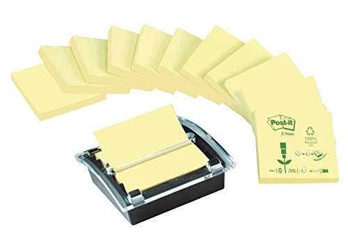 Post-it C2014Y12 Spender für Recycling Z-Notes, 1 Z- Notes Spender, 12 Blöcke/100 Blatt, schwarz/transparent von Post-it