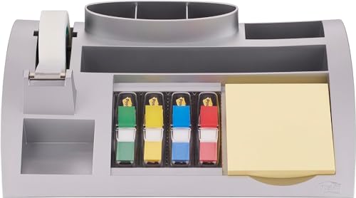 Post-it Tisch-Organizer mit Post-it Notes, Haftstreifen Index und Scotch Magic Klebeband, 265 mm x 168 mm x 68 mm, Farbe: Silber Post-it Tisch-Organizer mit Post-it Notes, Haftstreifen Index und Scotch Magic Klebeband, 265 mm x 168 mm x 68 mm, Farbe: Silber von Post-it
