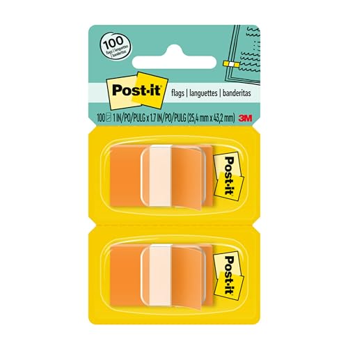 Post-it Flaggen, 50/Spender, 2 Spender/Packung, 2,5 cm breit, Orange (680-OE2) von Post-it