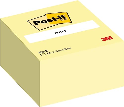 Post-it Haftnotiz-Würfel Kanariengelb, 1 Block mit 450 Blatt, 76 mm x 76 mm, Gelb - Selbstklebende Notizzettel für Notizen, To-Do-Listen und Erinnerungen von Post-it