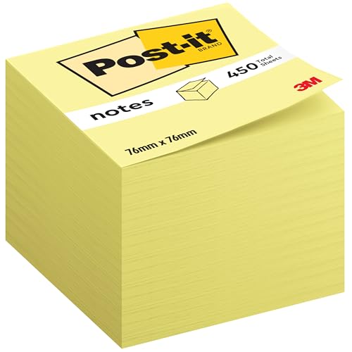 Post-it Haftnotiz-Würfel Kanariengelb, 1 Block mit 450 Blatt, 76 mm x 76 mm, Gelb - Selbstklebende Notizzettel für Notizen, To-Do-Listen und Erinnerungen Post-it Haftnotiz-Würfel Kanariengelb, 1 Block mit 450 Blatt, 76 mm x 76 mm, Gelb - Selbstklebende Notizzettel für Notizen, To-Do-Listen und Erinnerungen von Post-it