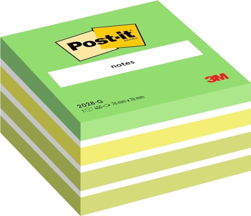 Post-it Haftnotiz-Würfel Pastellgrün, 1 Block mit 450 Blatt, 76 mm x 76 mm, Grün/Weiß - Selbstklebende Notizzettel für Notizen, To-Do-Listen und Erinnerungen von Post-it