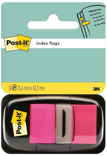 Post-it Index Haftstreifen, Standard, Pink, 50 Haftstreifen, 25.4 mm x 43.2 mm - Zum Markieren, Hervorheben oder Farbcodieren wichtiger Informationen von Post-it
