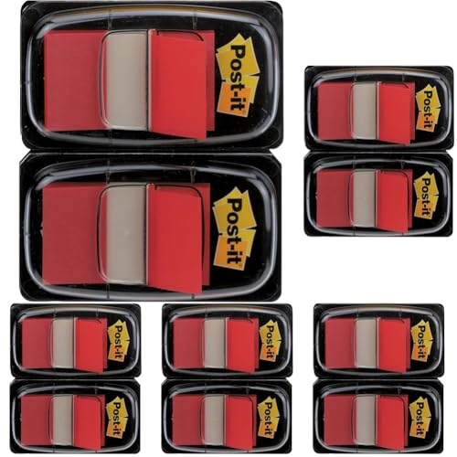 Post-it Index Haftstreifen, Standard, Rot, 2 Spender, 25.4 mm x 43.2 mm, 50 Haftstreifen/Spender - Extrastarke Haftstreifen für Dokumente und Informationen (Packung mit 5) von Post-it