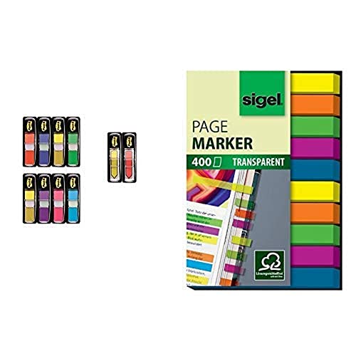 Post-it "Index Mini Promotion" Klebezettel Set zum Markieren – 8 x 35 Haftstreifen + 2 x 24 Post-it "Index Pfeile" gratis in 11,9 x 43,2 mm & Sigel HN617 Haftmarker Film, Textstreifen, 1er Pack von Post-it