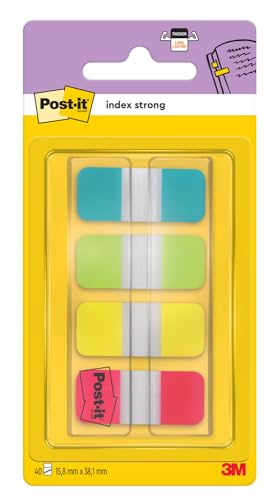 Post-it Index Strong Ablagetabs, Mini - 40 Haftstreifen 15.8 mm x 38.1 mm - Farben: Grün, Rot, Gelb, Blau - Extrastarke Haftstreifen für Dokumente und Informationen Post-it Index Strong Ablagetabs, Mini - 40 Haftstreifen 15.8 mm x 38.1 mm - Farben: Grün, Rot, Gelb, Blau - Extrastarke Haftstreifen für Dokumente und Informationen von Post-it