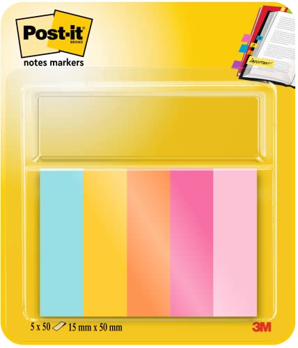 Post-it Page Marker, Beachside Collection, 15 mm x 50 mm, 50 Blatt/Block, 5 Blöcke/Packung, 100% PEFC SGSCH-PEFC-COC-110078 von Post-it
