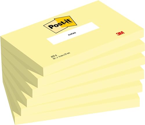 Post-it Notes, Canary Yellow, 76 mm x 127 mm, 100 Blatt/Block, 6 Blöcke/Packung von Post-it