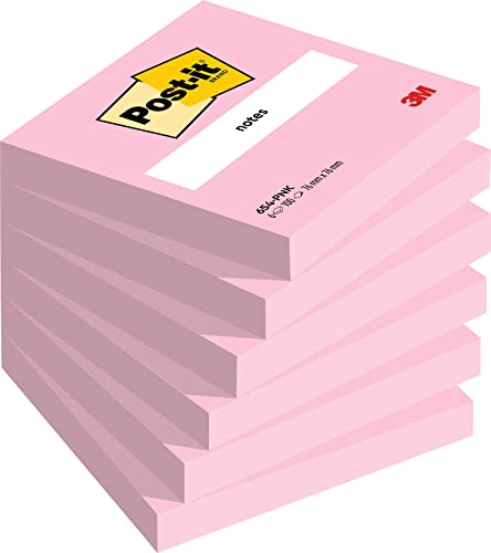 Post-it Notes, flamingopink, 76 x 76 mm, 6 Blöcke á 100 Blatt von Post-it