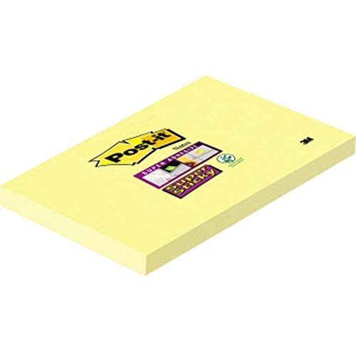 Post-it Notes Super Sticky repositionierbar 90 Blatt, 76 x 127 mm, Gelb, 5 Stück von Post-it