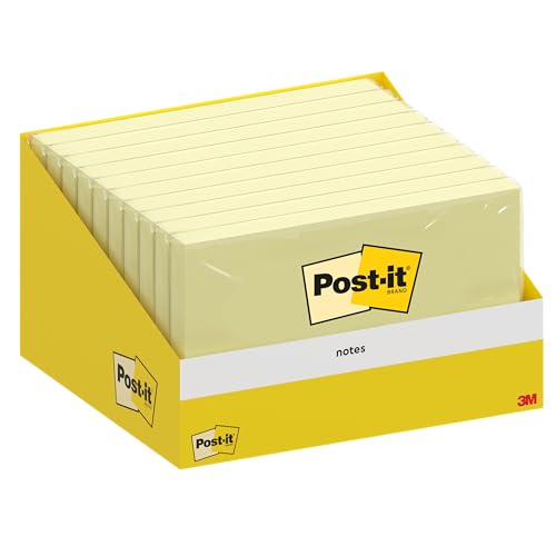 Post-it Notizen, Kanariengelb, 76 mm x 127 mm, 100 Blatt/Block, 1 Block/Packung, Kartonpackung von Post-it
