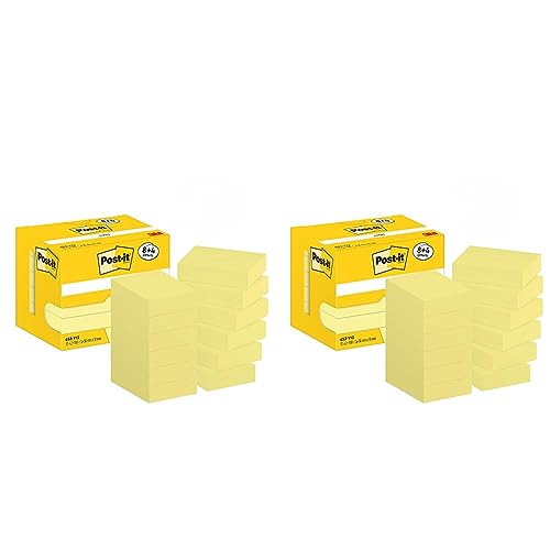 Post-it Notizen Kanariengelb, Packung mit 12 Blöcken, 100 Blatt pro Block, 51 mm x 38 mm, Farbe: Gelb - Selbstklebende Notizzettel für Notizen, To-Do-Listen und Erinnerungen (Packung mit 2) von Post-it