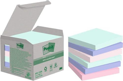 Post-it Recycling Notes, Assortierte Farben, Packung mit 6 Blöcken, 100 Blatt pro Block, 76 mm x 76 mm, Farben: Grün, Pink, Blau - Selbstklebende Notizzettel aus 100% Recyclingpapier Post-it Recycling Notes, Assortierte Farben, Packung mit 6 Blöcken, 100 Blatt pro Block, 76 mm x 76 mm, Farben: Grün, Pink, Blau - Selbstklebende Notizzettel aus 100% Recyclingpapier von Post-it