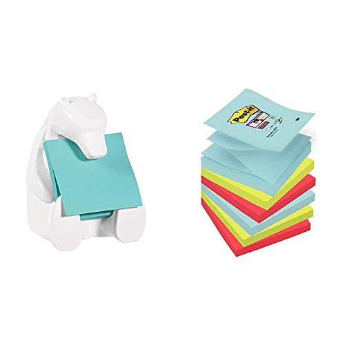 Post it Spender, Eisbär-Form, mit Nachfüllpackung in Farben Miami-Kollektion (6 Stück) von Post-it