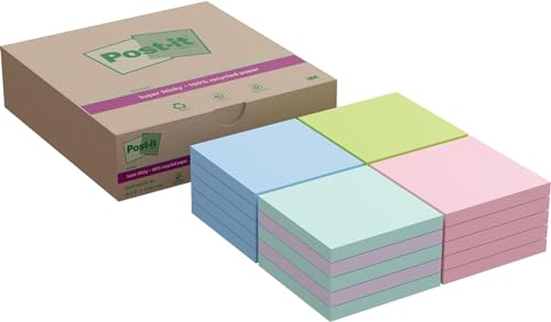 Post-it Super Sticky 100% Recycling Notes, Packung mit 20 Blöcken, 70 Blatt pro Block, 76 mm x 76 mm - Extra-stark klebende Notizzettel für To-Do-Listen und Erinnerungen Post-it Super Sticky 100% Recycling Notes, Packung mit 20 Blöcken, 70 Blatt pro Block, 76 mm x 76 mm - Extra-stark klebende Notizzettel für To-Do-Listen und Erinnerungen von Post-it