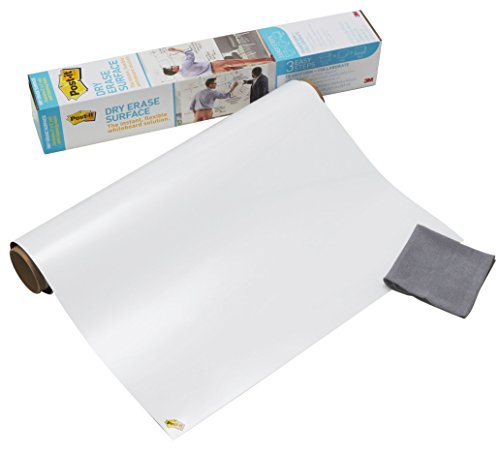 Post-it "Super Sticky Dry Erase Film" Folie selbstklebend in Weiß – Abwaschbare Whiteboard Folie für alle glatten Oberflächen - 1x Flipchartfolie in 60,9 cm x 91,4 cm von Post-it