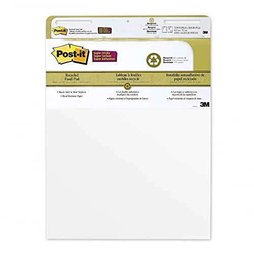Post-it Super Sticky Meeting Chart Recycling 559RP, unliniert, Weiß, 635 mm x 762 mm, 2 Blöcke á 30 Blatt von Post-it